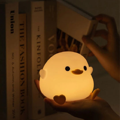 1pc Doudou Duck night light Children's gift soft light eye care USB charging timing automatic clap silicone lamp