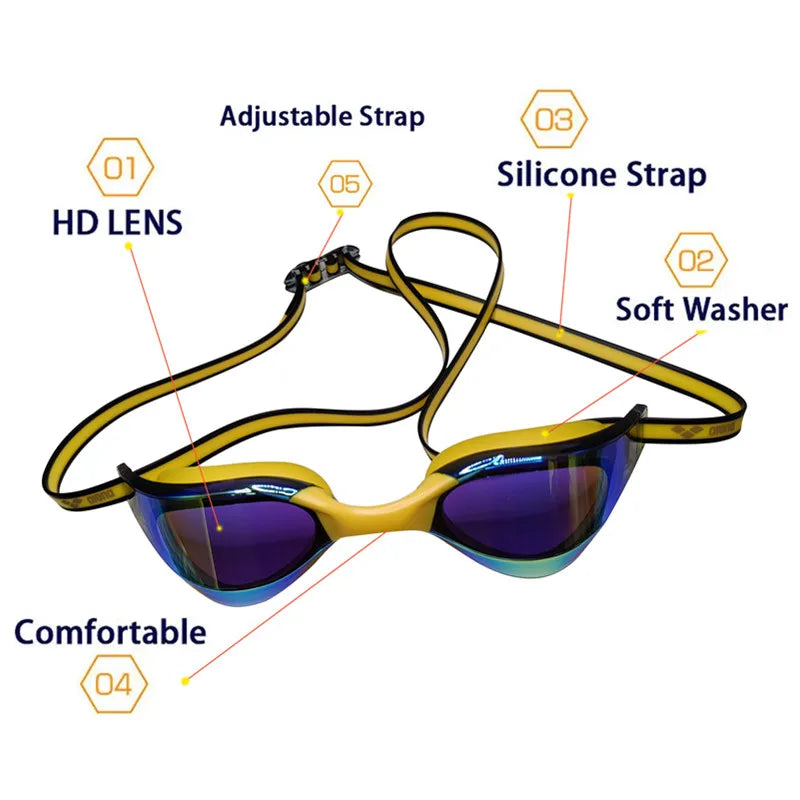 ARENA Professional Anti-Fog HD Swimming Goggles Leak Proof Protection Glasses Men Women Adjustable Silicone Swim EYEWEAR