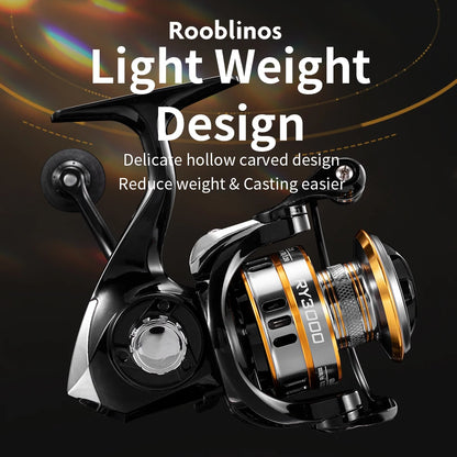 Rooblinos RY Spinning Reels Ultralight Metal 5.2:1 Gear Ratio Saltwater or Freshwater 17kg Max Drag Fishing reels