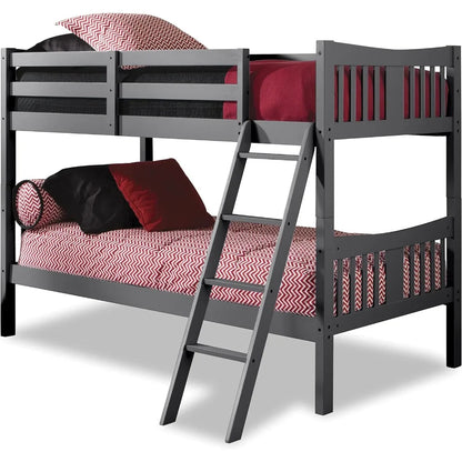 Caribou Twin-over-Twin Bunk Bed (Gray) – GREENGUARD Gold Certified, Converts to 2 individual twin beds