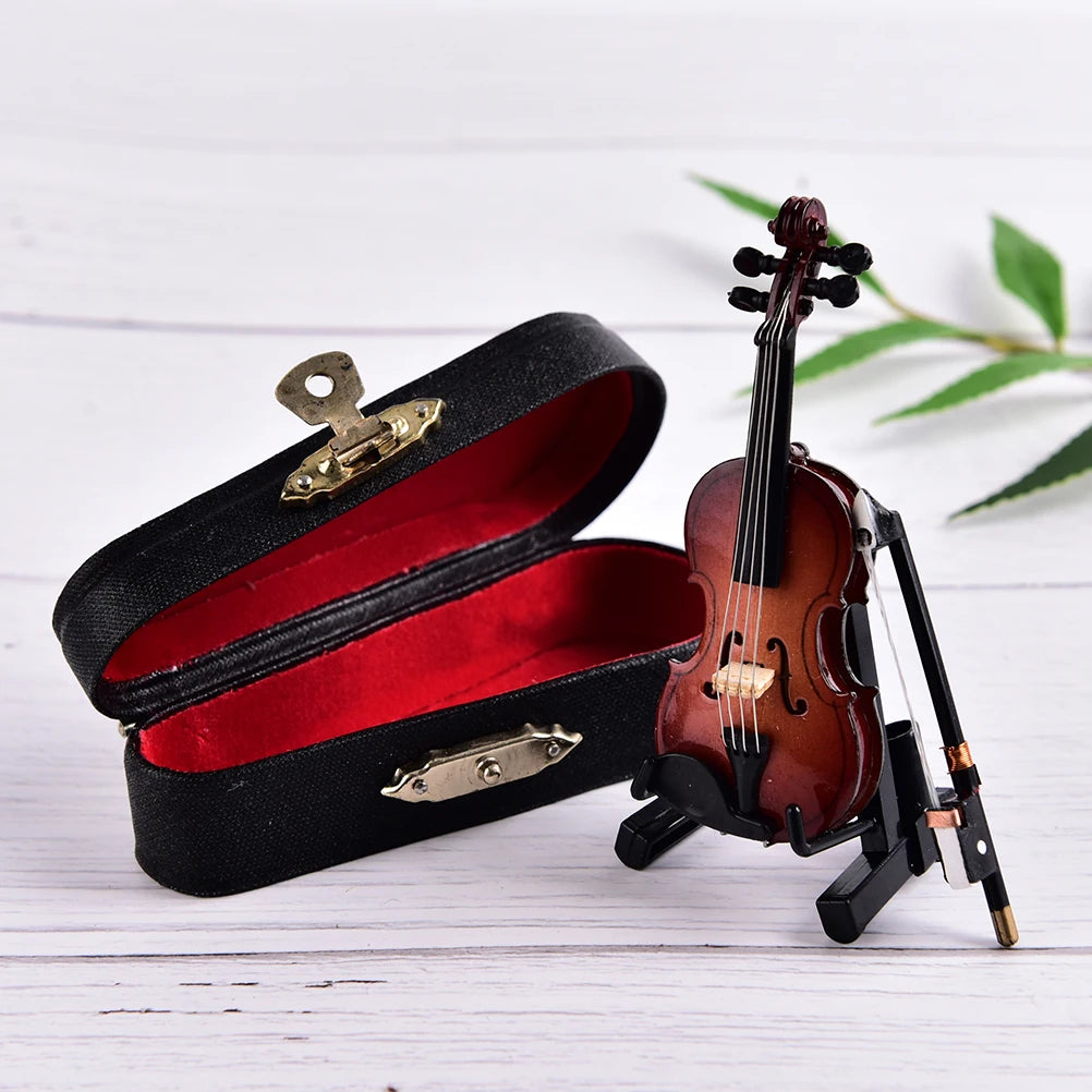 Miniature Music Instrument Plastic Mini Violin Ornament Plastic Crafts DIY Home Decoration With Support