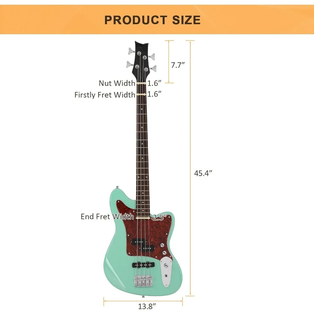 Electric Bass Guitar 4 String Beginner Kit W/20w Amp, Full Size Bass with Digital Tuner,Amp Cable, Strap, Electric Bass Guitar