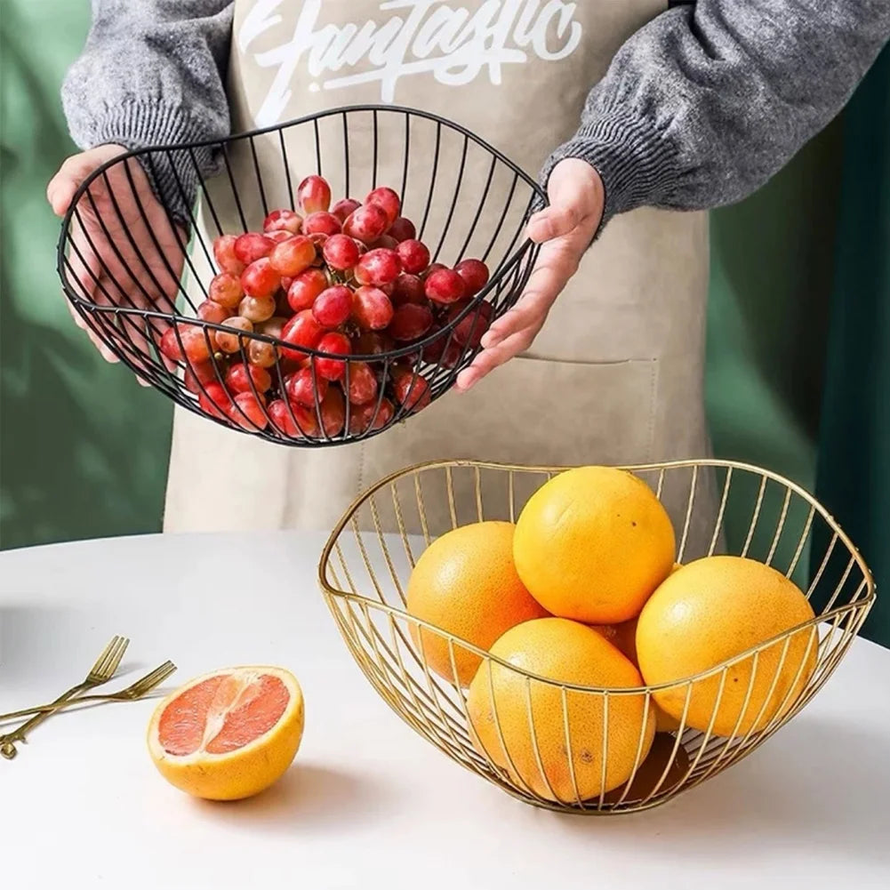 Multi-Size Iron Fruit Basket Durable Metal Wire Storage Bowl for Eggs Snacks Bread Dining Table Indoor Cosmetics Storage Basket