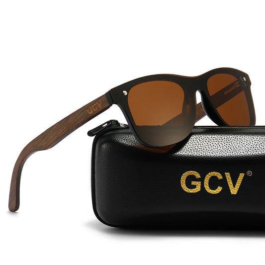 GCV Natural Wooden Photochromic Sunglasses Men Polarized Fashion Sun Glasses Original Wood Oculos De Sol Masculino