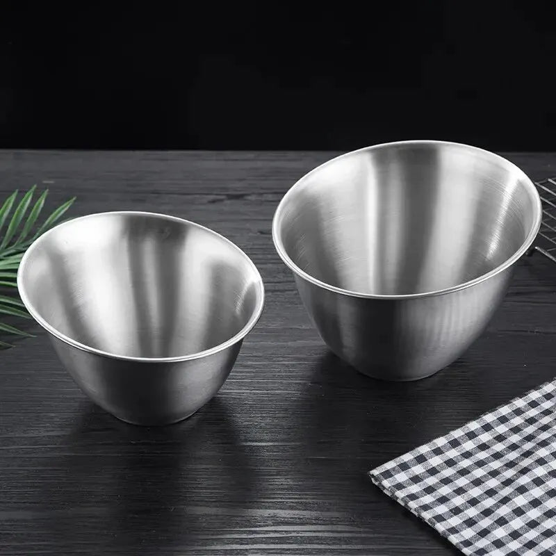 Stainless Steel Slant Mouth Bowl Thickened Fruit Salad Vegetable Bowl Hot Pot Restaurant Slant Mouth Multi-purpose Mixing Bowl