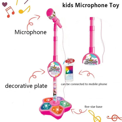 Kids Microphone with Stand Karaoke Song Music Instrument Toys Brain-Training Educational Toy Birthday Gift for Girl Boy