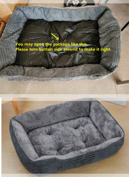 Bed for Dog Cat Pet Square Plush Kennel Medium Small Dog Sofa Bed Cushion Pet Calming Dog Bed House Pet Supplies Accessories