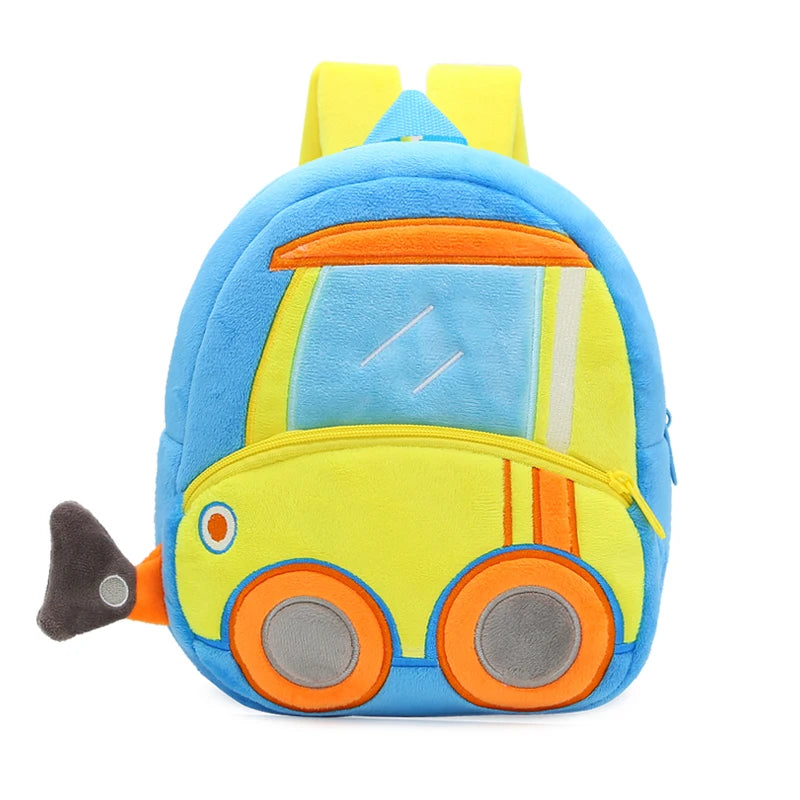 2-4 years old kids engineering backpack cartoon excavator backpack plush kids small school bag toy backpack