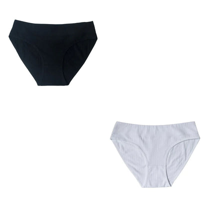 2PCS/Set Cotton Panties Women Low Waist Seamless Underwear Solid Color Comfort Breathable Briefs Sexy Lingerire M-XL Intimates