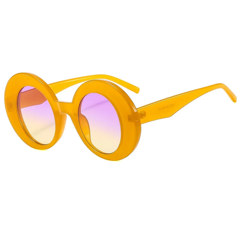 LNFCXI New Oversized Women Oval Orange Colorful Sunglasses Retro Gradient Punk Men Sun Glasses