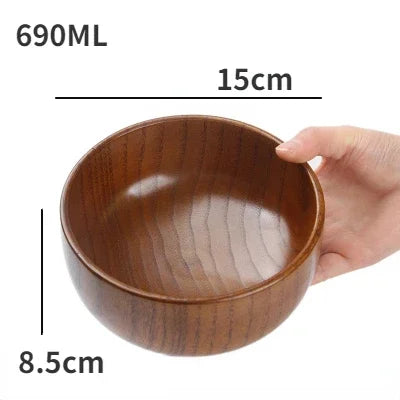 Japanese Wooden Bowls Jujube Wood Children Baby Adults Small Soup Bowls Solid Wood Salad Bowls Retro Household Tableware