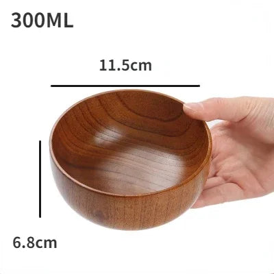 Japanese Wooden Bowls Jujube Wood Children Baby Adults Small Soup Bowls Solid Wood Salad Bowls Retro Household Tableware