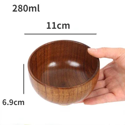 Japanese Wooden Bowls Jujube Wood Children Baby Adults Small Soup Bowls Solid Wood Salad Bowls Retro Household Tableware