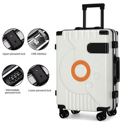 Aluminum Frame Suitcase Super Silent Combination Lock Boarding Rolling Luggage Fashion New Trolley Case 20/22/24/28 Inch