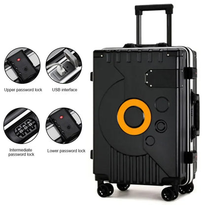 Aluminum Frame Suitcase Super Silent Combination Lock Boarding Rolling Luggage Fashion New Trolley Case 20/22/24/28 Inch