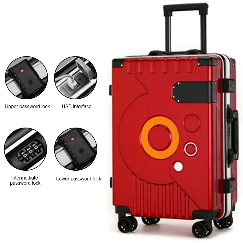 Aluminum Frame Suitcase Super Silent Combination Lock Boarding Rolling Luggage Fashion New Trolley Case 20/22/24/28 Inch