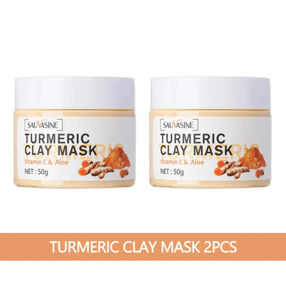 Turmeric Vitamin C Face Mask Acne Dark Spots Removal Exfoliating Oil Control Deep Cleansing Clay Mask Glowing Skin Care Product