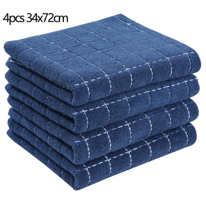 Homaxy 4/6pcs 100% Cottton Kitchen Towel Absorbent Dishcloth Ultra Soft Kitchen Cloths Drying Hand Towels Home Cleaning Tools