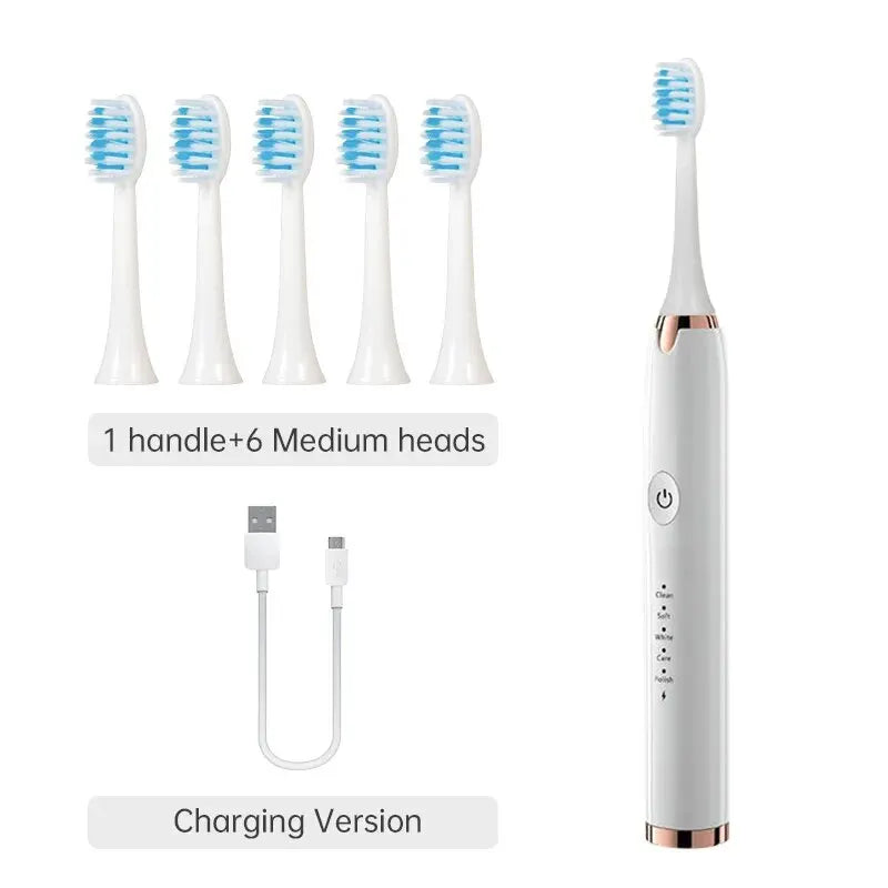 Tongwode Electric Sonic Toothbrush USB Rechargeable Waterproof Electronic Ultrasonic Whitening Tooth Brushes Replacement Heads