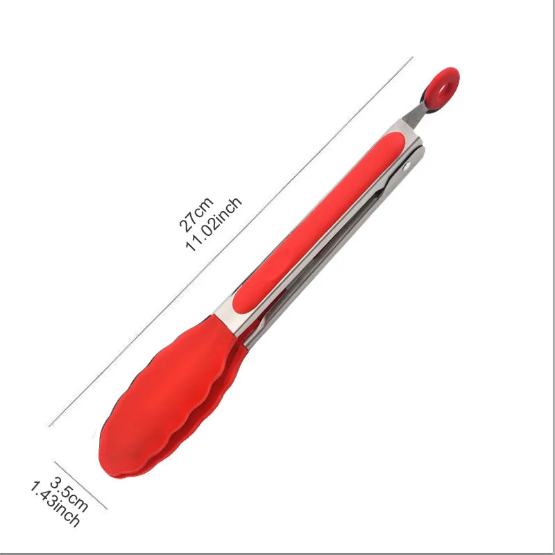 9-inch food tongs Stainless steel tongs Silicone non-stick cooking clips Outdoor Barbecue salad bread tools Kitchen accessories