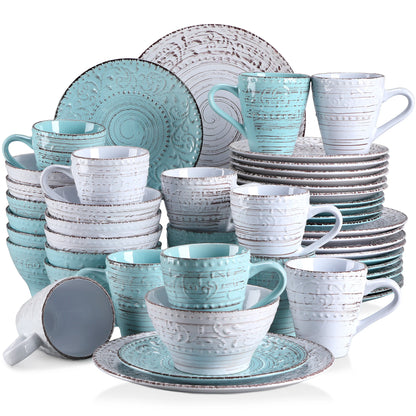 Vancasso VINE 16/32/48 Stoneware Dinnerware Set with Dinner Plate,Dessert Plate,Bowl,Mug Tableware Set Service for 12 Person