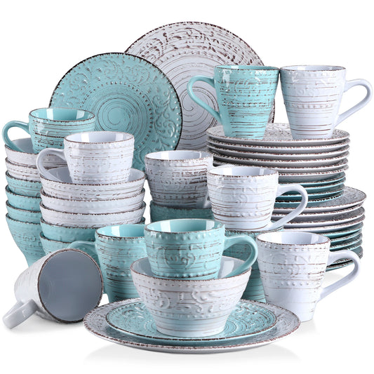 Vancasso VINE 16/32/48 Stoneware Dinnerware Set with Dinner Plate,Dessert Plate,Bowl,Mug Tableware Set Service for 12 Person