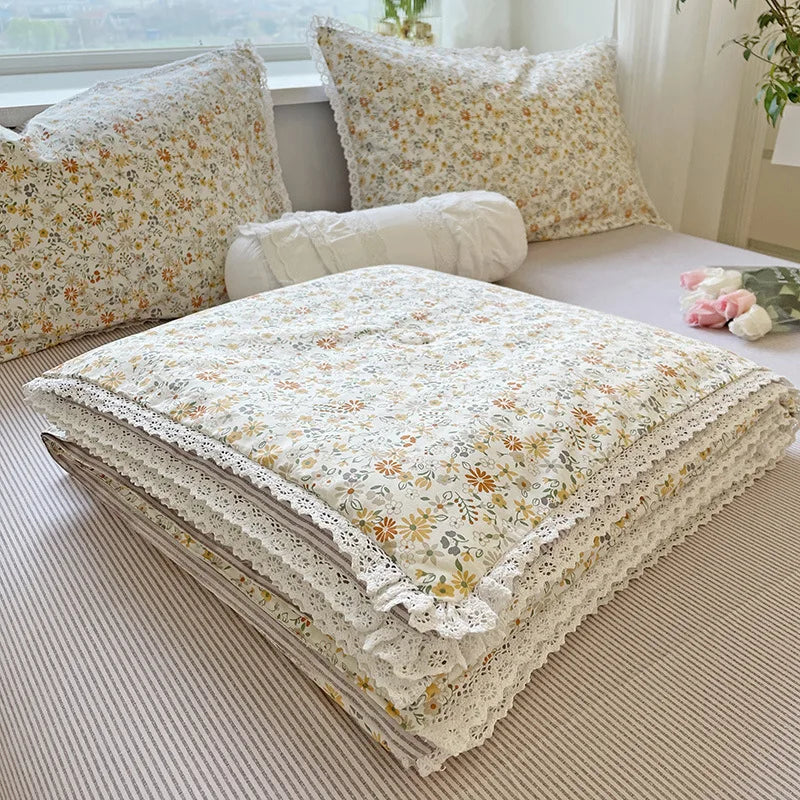 Pure Cotton Summer Cooling Duvet Four-Piece Set Lace Soybean Fiber Airable Cover