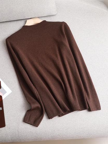 Basic Sweater Women's Mock Neck Pullover Sweater Knitted Autumn Winter New Solid Color Outer Wear All-Match Bottom Top