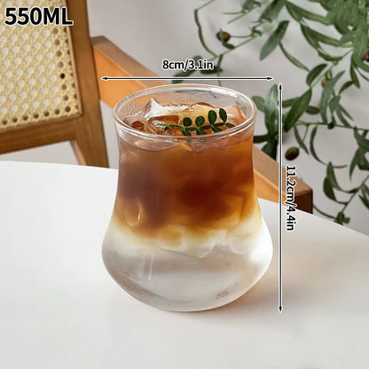 Ins Glass Cup Heat-resistant Tumbler Drinkware Transparent Tea Juice Milk Coffee Mug Water Glasses Stripe Mug 410ml/650ml/530ml