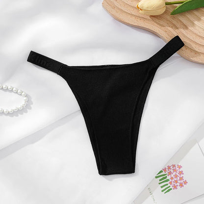 100% Cotton Shapely women thong sexy underwear with strong elasticity T-back briefs