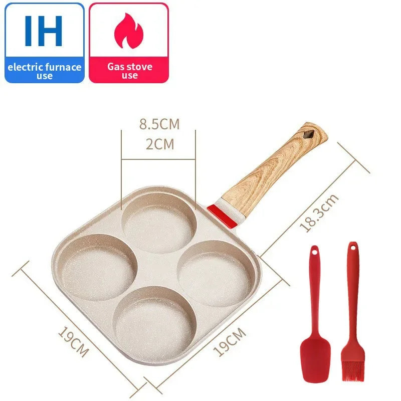 4hole Omelet Pan Frying Pot with Lid Thickened Steak Cooking Pan Bread Breakfast Maker Induction universal Nonstick Egg Pancake