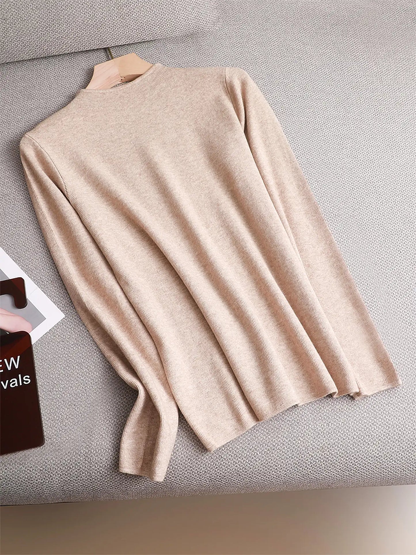 Basic Sweater Women's Mock Neck Pullover Sweater Knitted Autumn Winter New Solid Color Outer Wear All-Match Bottom Top