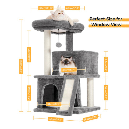 Free Shipping Multi-Level Cat Tree For Cats With Cozy Perches Stable Cat Climbing Frame Cat Scratch Board Toys Cat Furniture