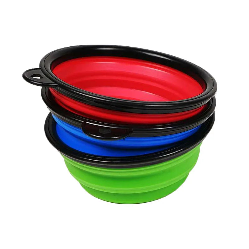 350/600ml Large Collapsible Dog Pet Folding Silicone Bowl Outdoor Travel Portable Puppy Food Container Feeder Dish Bowl