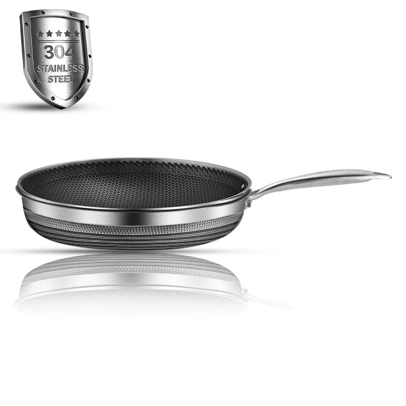 304 Stainless Steel Kitchen Quality Frying Pan Nonstick Pan Cooking Fried Steak Pot Electromagnetic Furnace General