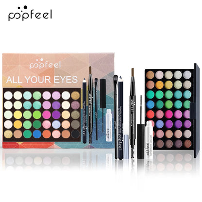 POPFEEL Eye Makeup Set, Eyeshadow Palette, Eyeliner, Mascara, Eyebrow Pencil, Makeup Tool Set Box