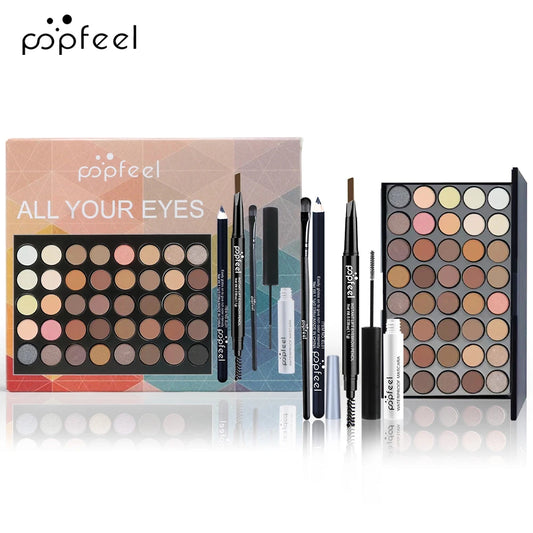 POPFEEL Eye Makeup Set, Eyeshadow Palette, Eyeliner, Mascara, Eyebrow Pencil, Makeup Tool Set Box