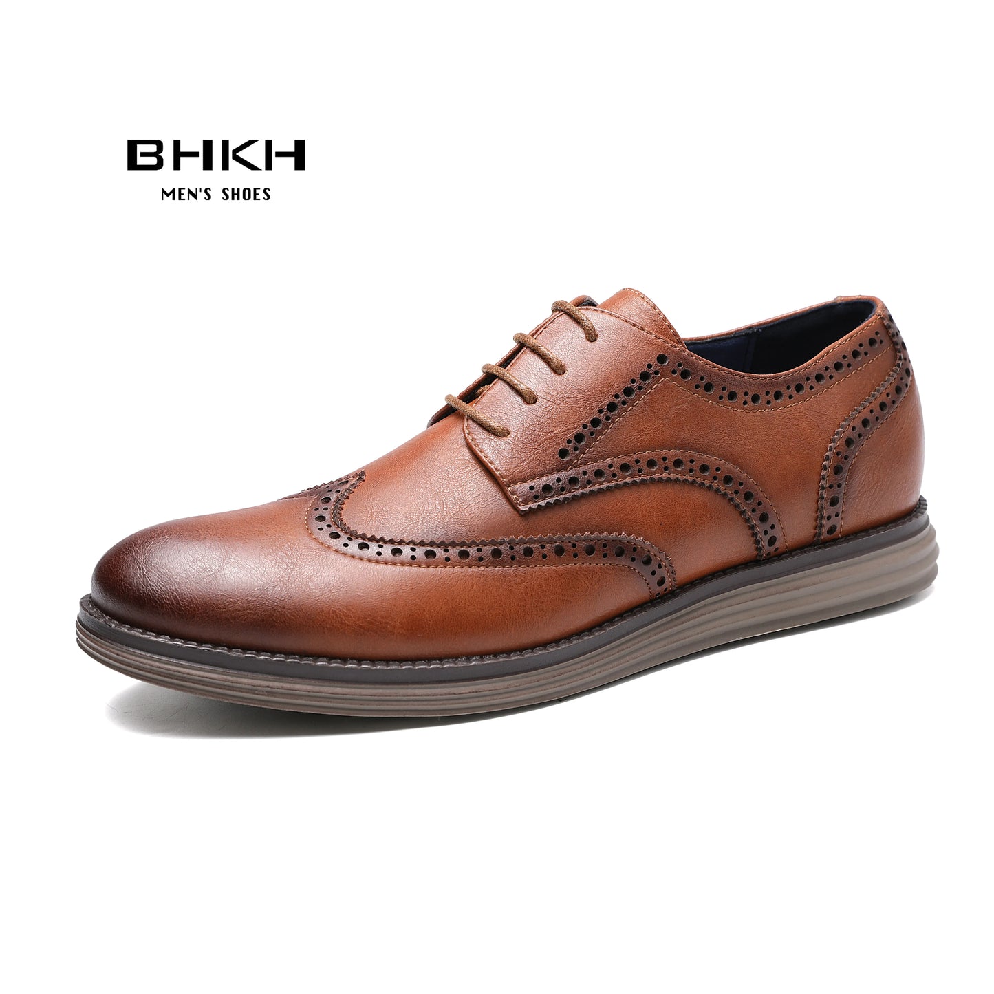 BHKH Genuine Leather Dress Shoes Comfy Men Casual Shoes Smart Business Work Office Lace-up Men Shoes