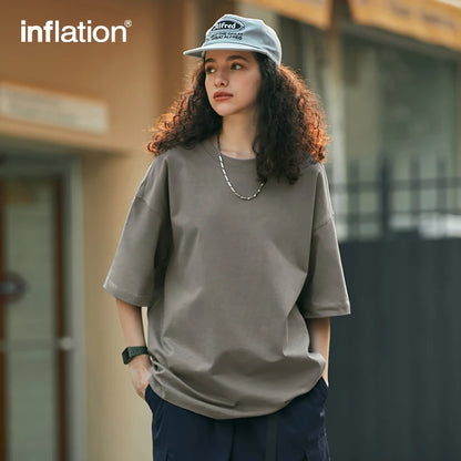 INFLATION Soft Touch 100% Cotton Blank T Shirt Men 265gsm Heavy Weight Oversized TShirt Unisex Hip Hop Tees