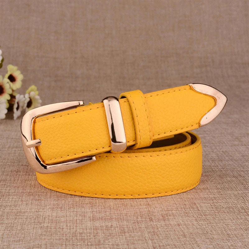 Fashion Women Genuine Leather Belts High Quality Gold Buckle Best Matching Dress Jeans Belts for Lady LB2146