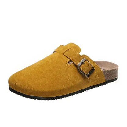 Women's Shoes Women's Closed Toe Slippers Cow Suede Leather Clogs Women's Sandals Retro Fashion Garden Mule Clog Slide