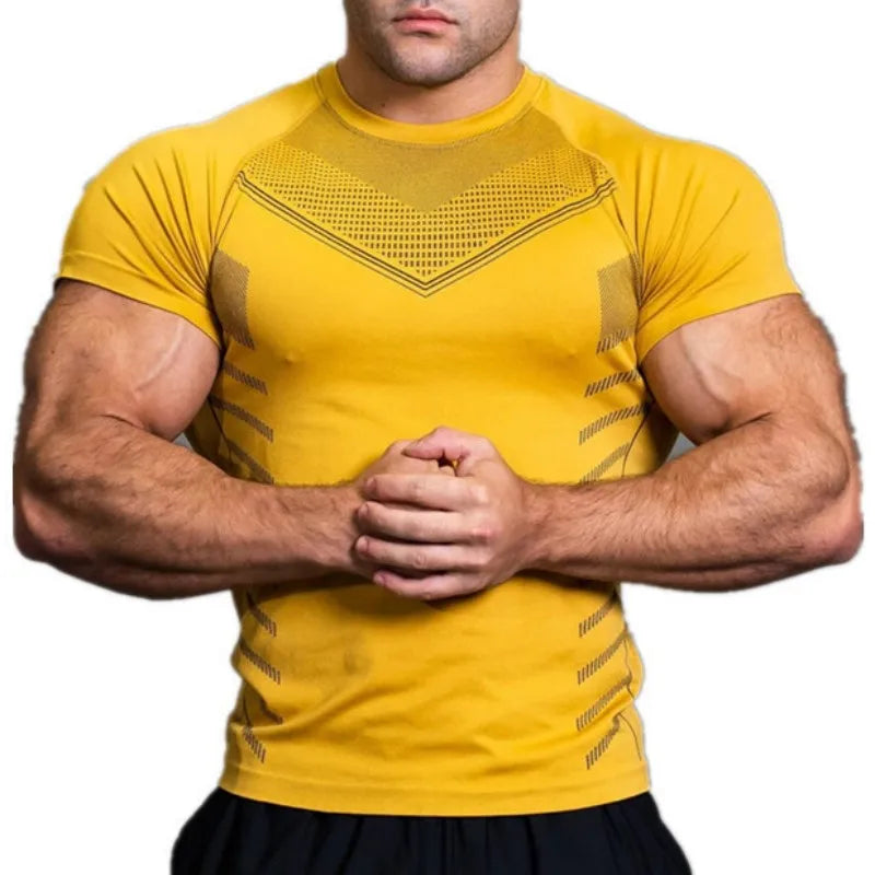 Gym T Shirt Men Quick Dry Running Shirt Compression Fitness Shirt Male Gym Workout tights Short Sleeve Summer Sports T-shirt Men