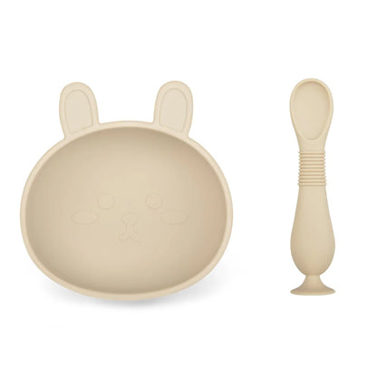 BPA Free 2Pcs/1Set Silicone Baby Feeding Bowl Silicone Dishes for Baby Tableware Waterproof Spoon Non-Slip Crockery Bowl