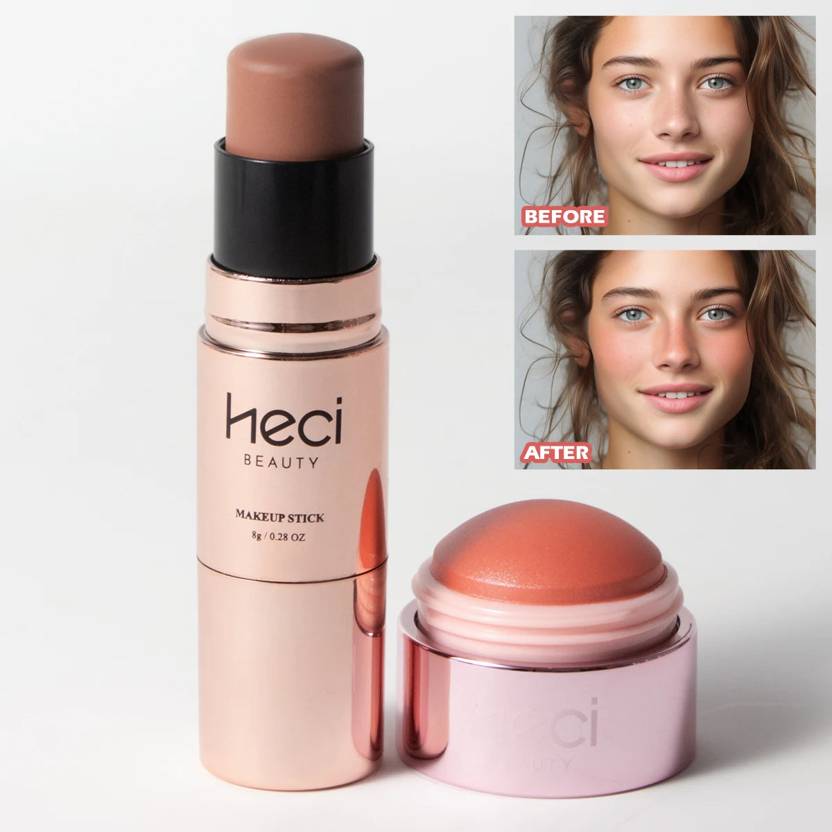 Cream Blusher + Bronzer Contour Stick Set Sunset Matte Natural Long-Lasting Face Makeup Sticks Contouring Creamy Lip Cheek Tint