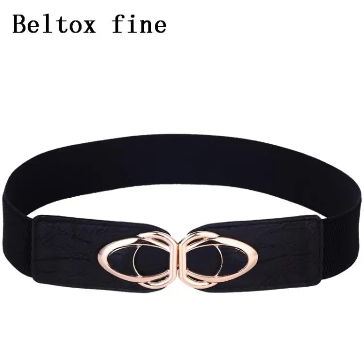 Fashion Thick PU Leather Elastic Wide Belts for Women Stretch Waist Dress Plus Size