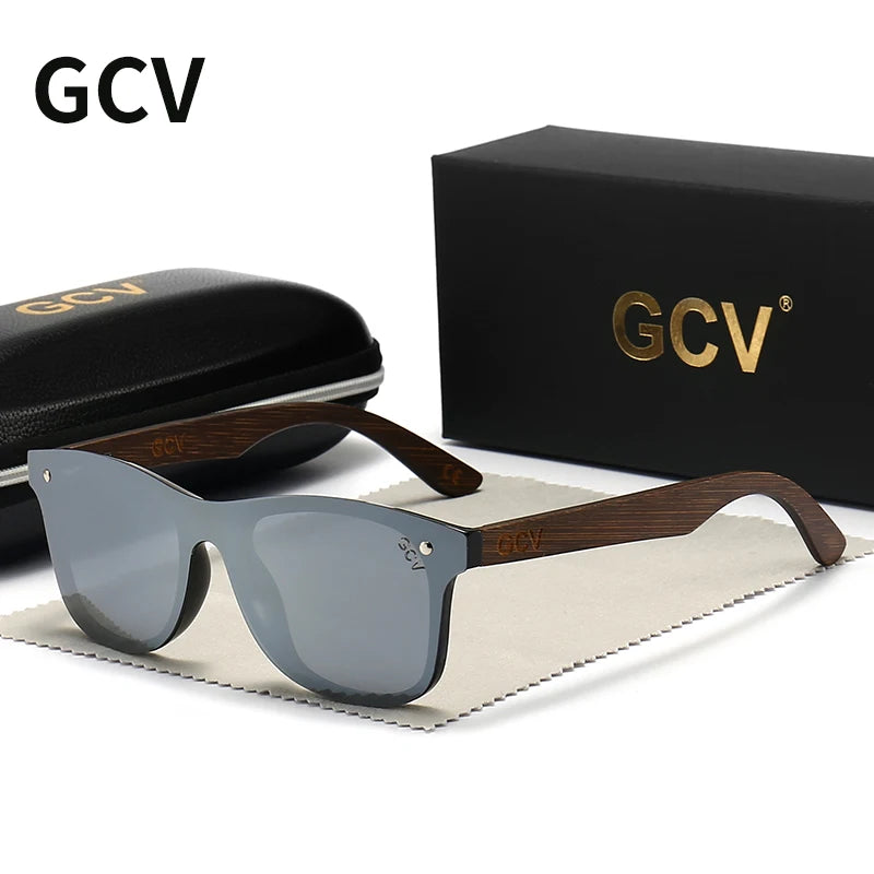 GCV Natural Wooden Photochromic Sunglasses Men Polarized Fashion Sun Glasses Original Wood Oculos De Sol Masculino