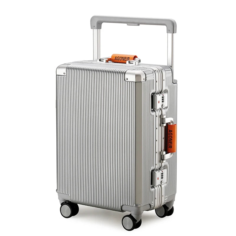 sushimu Suitcase Wide Handle Travel Suitcase Men 20 24 26 Carry-On Luggage Women PC Aluminum Frame Trolley Case