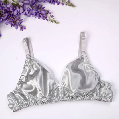 100% double-sided double-layer silk bra without underwire, big breast, small and lightweight, mulberry silk underwear women