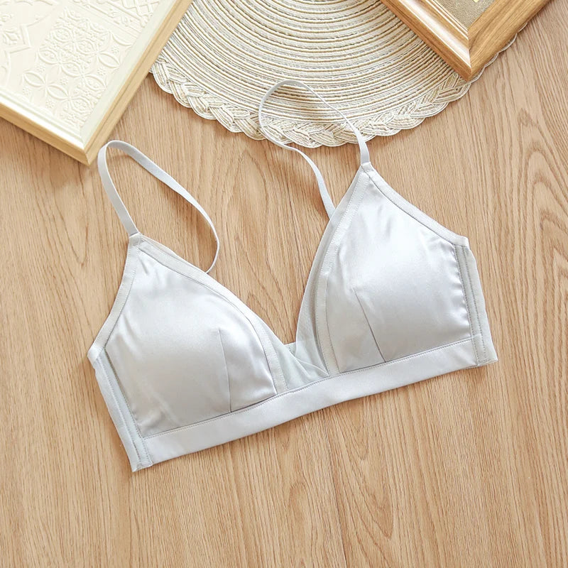 LOPNT 93% Natural Silk Female Bra Smooth Top Women Cozy Cloth Women's Underwear Dignified Temperament Bralette Womenswear