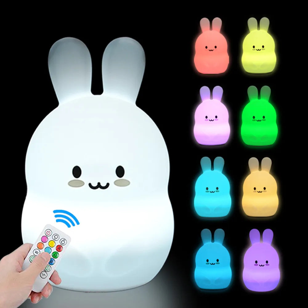 Owl LED Night Light Touch Sensor Remote Control 9 Colors Dimmable Timer Rechargeable Silicone Night Lamp for Children Baby Gift